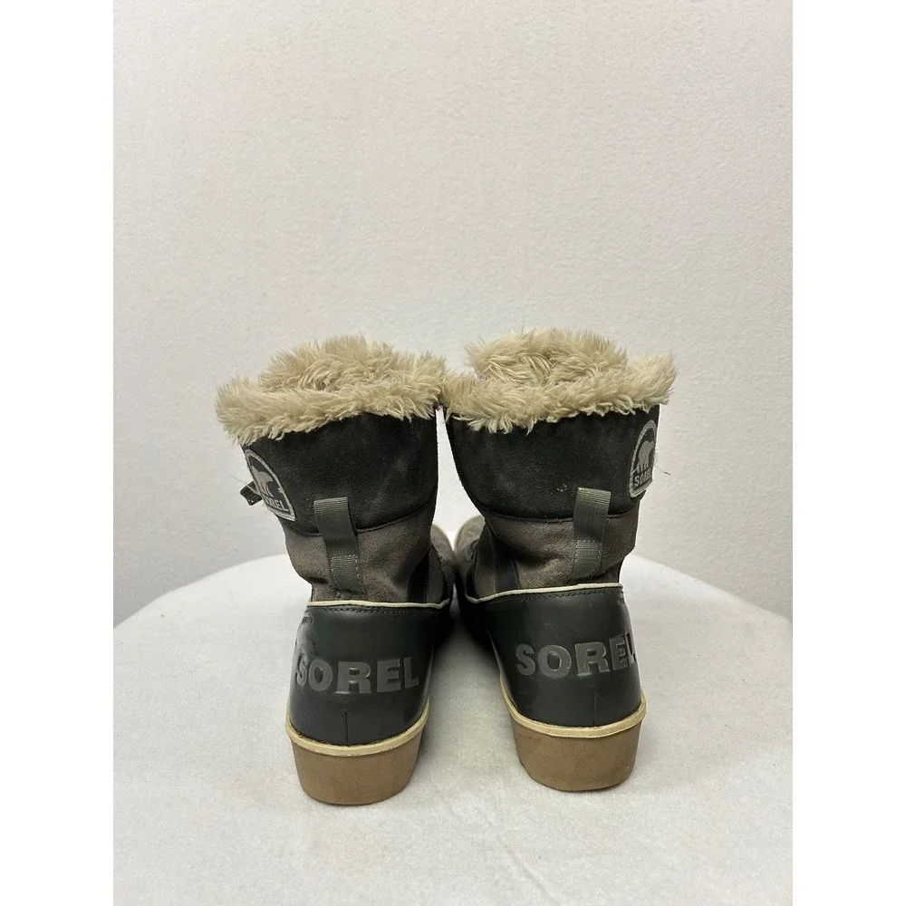 Winter Snow Sorel Womens 10 Shale Grey Waterproof Faux Fur Winter Carnival Boots